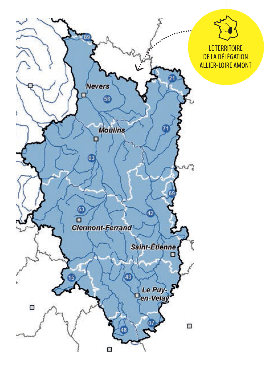 carte  territoire de la délégation Allier-Loire amont