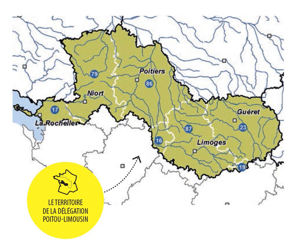 carte du territoire de la délégation Poitou-Limousin